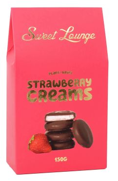 Sweet Lounge Plant-Based Strawberry Creams, 150 G, 6 Pieces Per Carton
